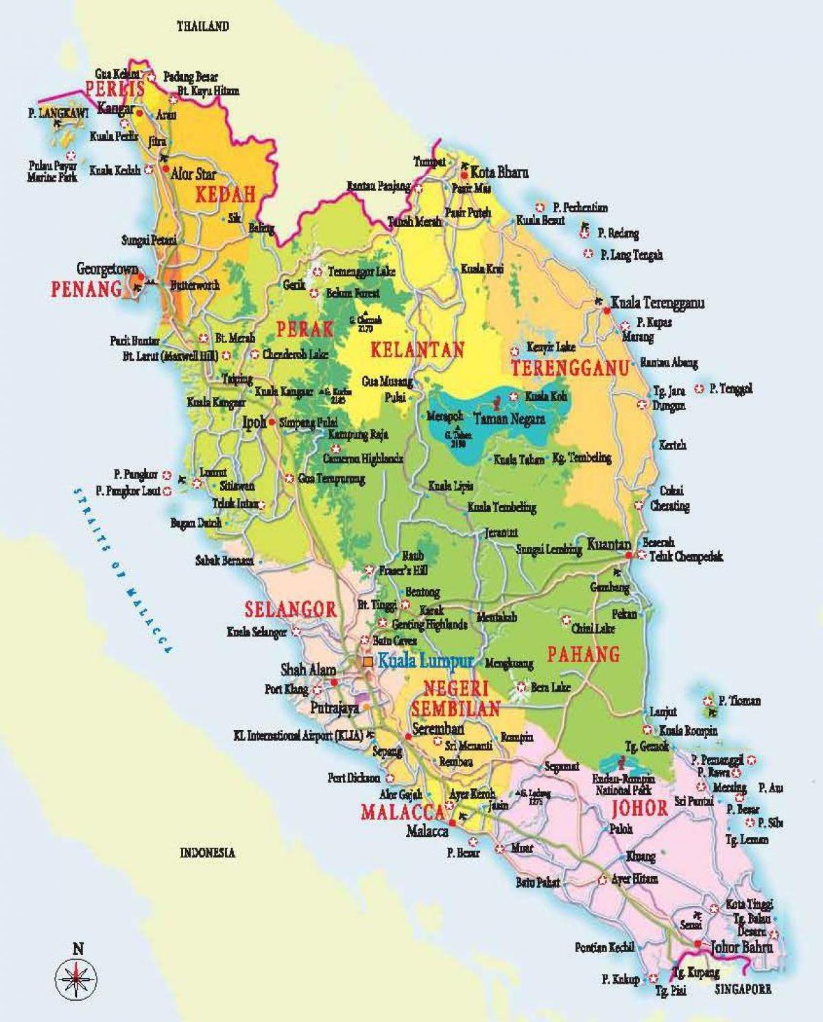 mapa mendebaldeko malaysia