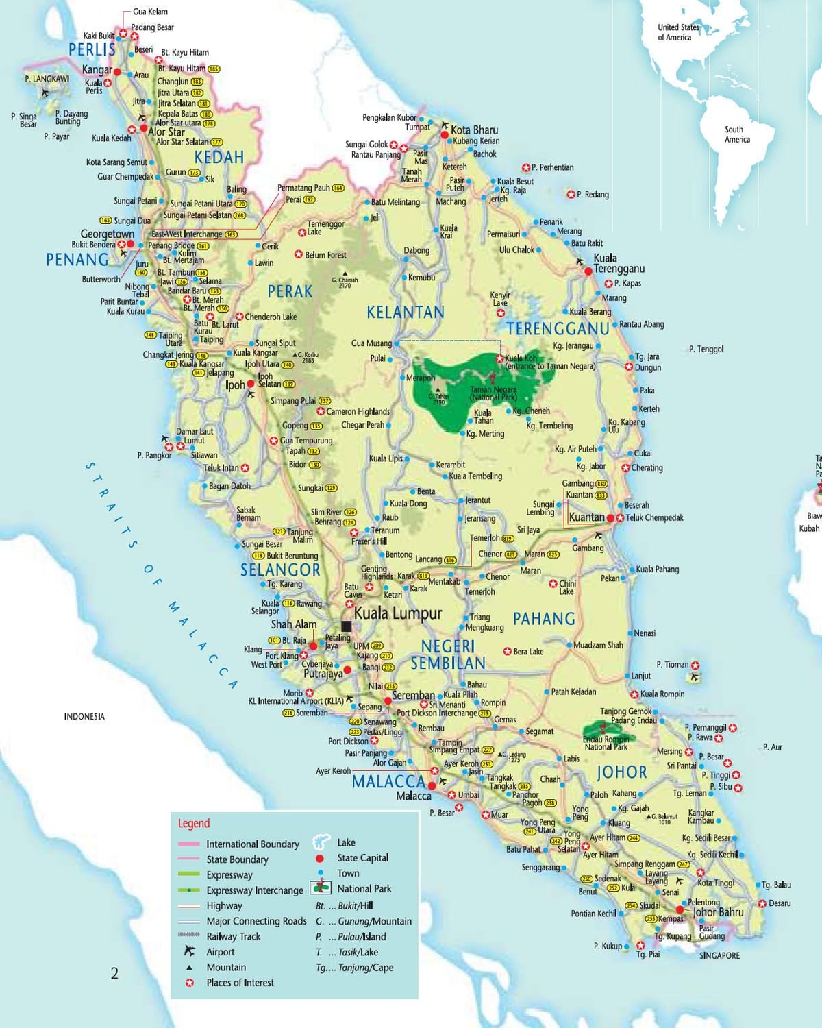malaysia errepide mapa eta autopista gida