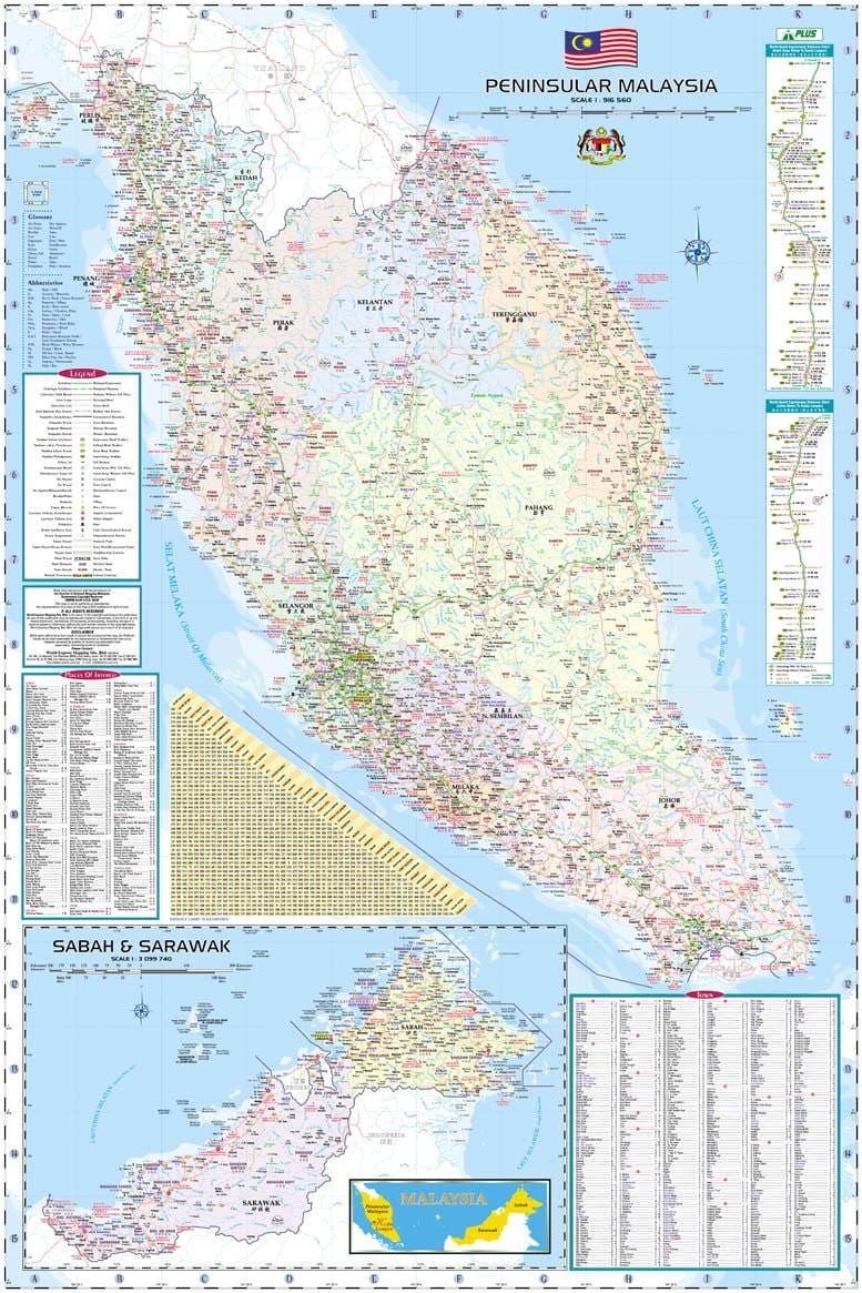 mapa malaysia errepide mapa eta autopista gida