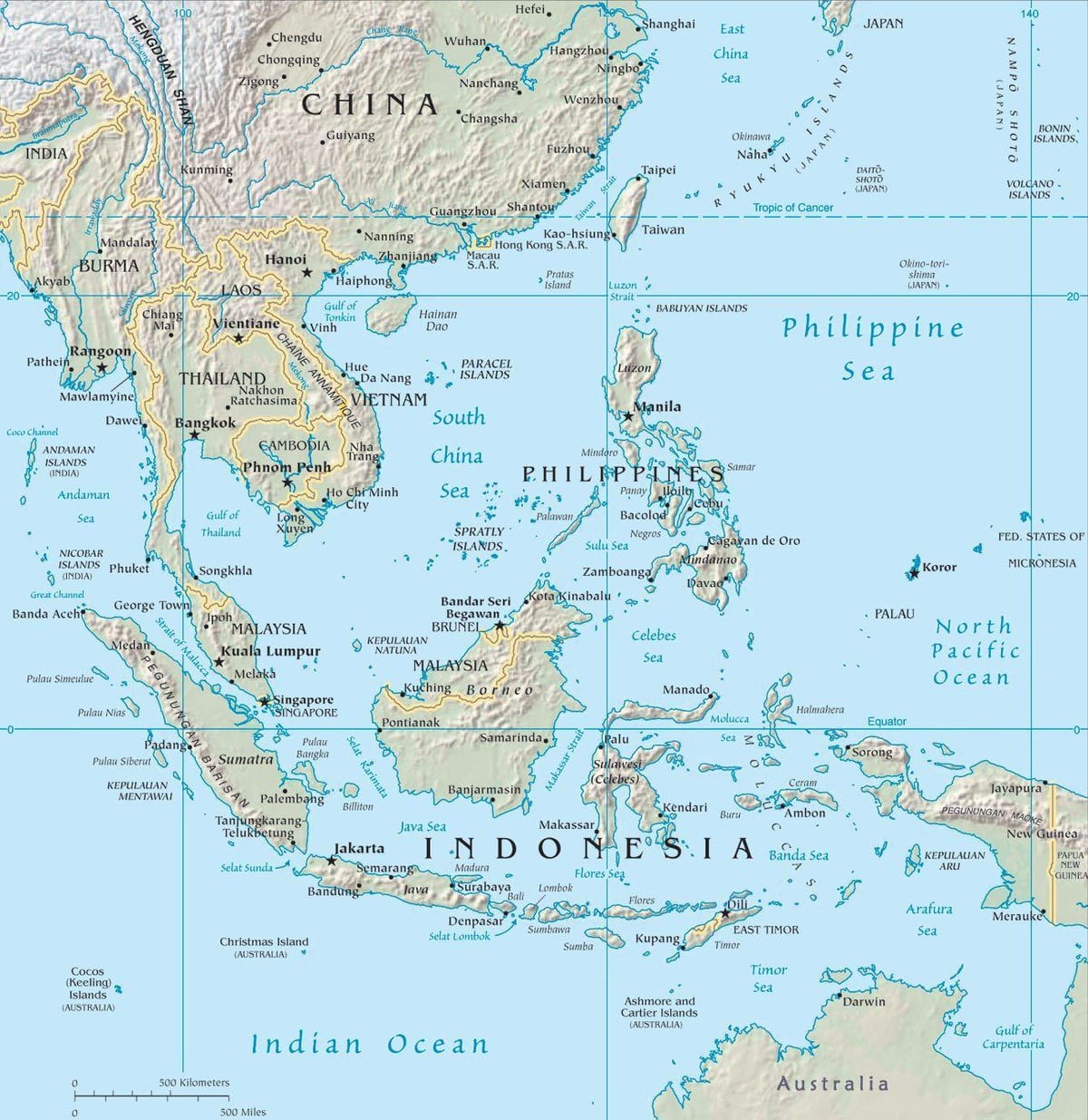 mapa malaysia eta inguruko herrialdeetan