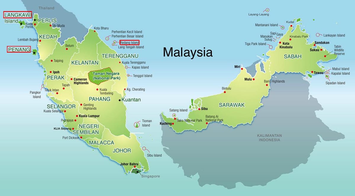 mapa malaysia hondartza estazioak