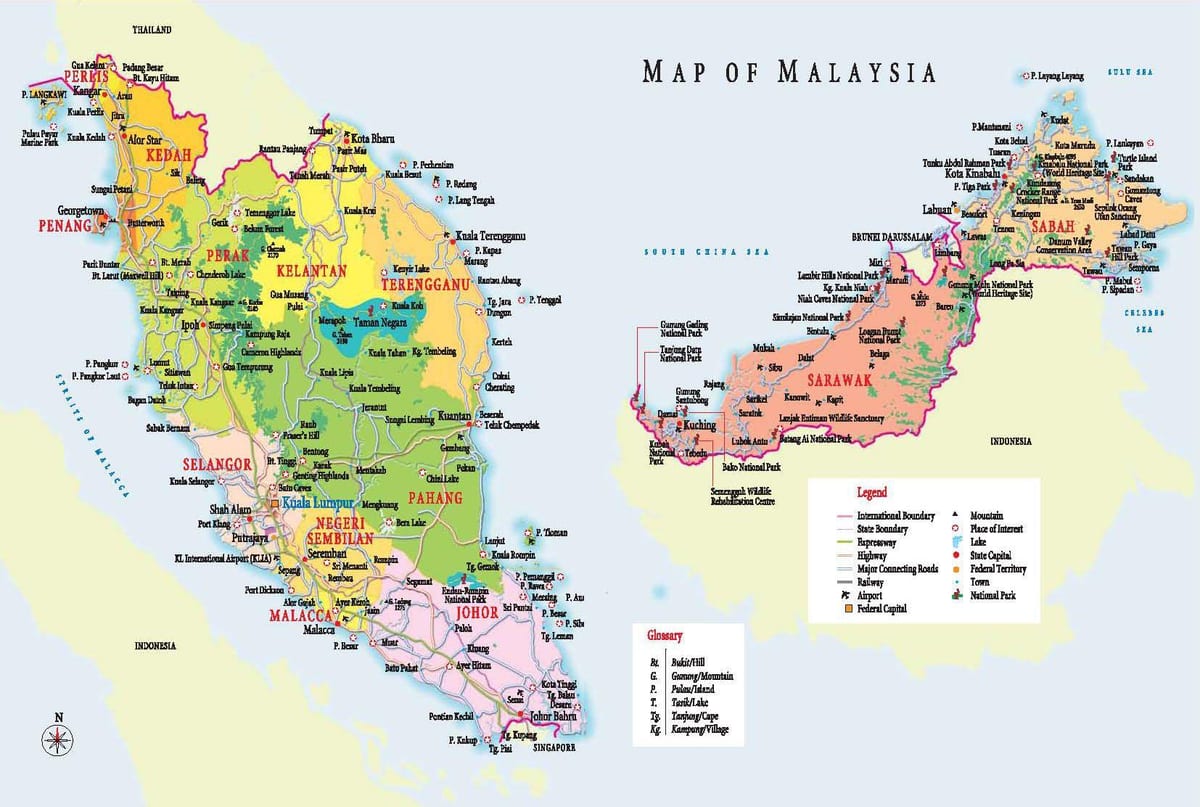 malaysia turismo lekuak mapa