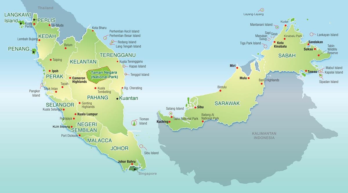 mapa malaysia mendiak